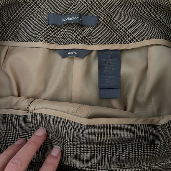 Petite 6 lined pants trousers brown plaid - Picture 2 of 7